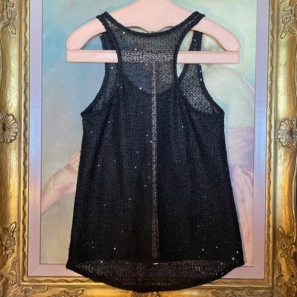 Black embellished mesh tank top - Picture 4 of 5